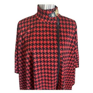 Anne Klein Houndstooth Poncho Gold Emblem Sz S/M